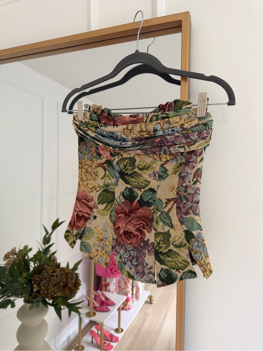 NWT Pretty Little Thing Floral Tapestry Corset Going Out Top - Multicolor